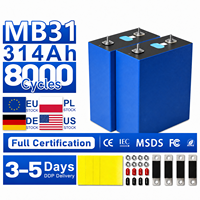 Cellule de batterie LiFePO4 prismatique de qualité A 3,2 V 314 Ah, cellules rechargeables au phosphate de fer et de lithium pour l'utilisation en stockage d'énergie solaire DIY