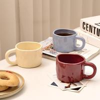 Tasse en céramique faite à la main style Instagram, couleur unie ton Morandi, design nordique, fond plat, personnalisable, pour la maison