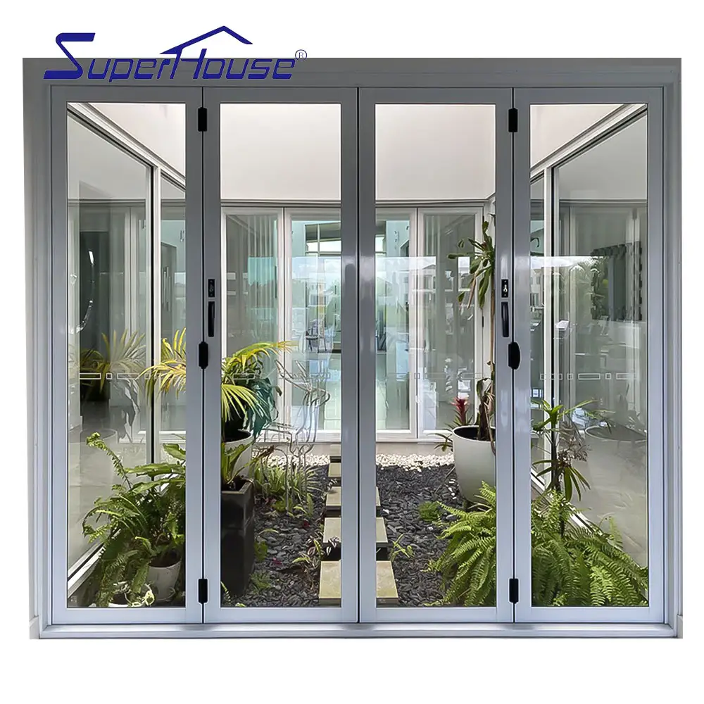 Prezzi delle porte pieghevoli interne in vetro per griglia a soffietto in alluminio temporaneo Superhouse