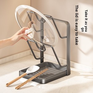 Support de rangement multifonctionnel sur pied pour couvercles de casseroles, avec planche à découper multi-niveaux et séchoir à vaisselle – Meilleures ventes - Product Image 4