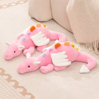 Coussin en peluche Dragon Volant Rose Mignon de 50 cm, Dinosaure en Peluche Doux et Moelleux avec Pointes Colorées, Cadeau d'Anniversaire pour Enfants