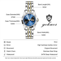 Gohuos 7812 Grosir Jam Tangan Wanita Quartz Movement dan Set Aksesoris, Bercahaya, Tahan Air, Bahan Stainless Steel, Set Jam Tangan Custom
