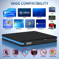 Lecteur/graveur de DVD externe USB 3.0 Type-C, vitesse 8x/24x, cache 8 Mo pour ordinateur portable et ordinateur de bureau