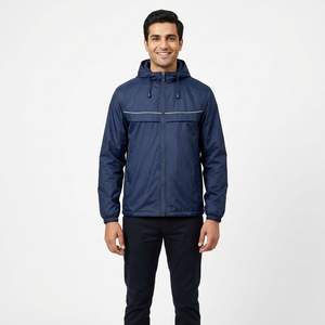 Wholesale Customized Private Label Windbreaker for Men <b>Waterproof</b> Rain <b>Jacket</b> With Stand Collar Hood Spring Style Canvas Fabric - Product Image 1