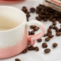 Mug à café en céramique couleur dégradée avec poignée bouclée unique, tasse à thé émaillée ombrée pour café, restaurant, bureau