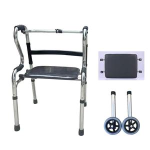 Hengshunhe Aluminum Alloy Double Bend <b>Walker</b> With Wheels For <b>Elderly</b> Recovery Support Mobility Aid - Product Image 2