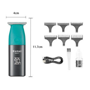 Cortadora de pelo eléctrica Kemei KM-571 con pantalla digital, carga USB, motor sin escobillas de 7000-9000 rpm, herramienta de corte de pelo portátil mini - Product Image 1