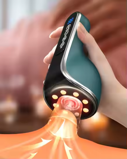 Home Electric Massager Scraping Massage Cupping Multi-function Physiotherapy Equipment with 9 Levels Steel+ABS Material 3.7V 12W