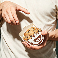 Boîte à biscuits jetable en papier, personnalisée, en forme d'octogone, avec visage souriant de dessin animé, en matériaux recyclés, pliable, emballage plat, qualité alimentaire