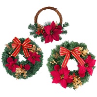Guirlande avec poinsettia pour Noël, décoration de porche, ornement de maison, décoration suspendue, accessoire photo, porte d'entrée