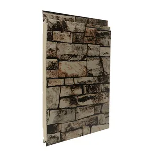 Insulated Faux Stone Wall Panels Exterior Metal Wall Cladding Sandwich Wall Siding Embossed Metal Sheet Decorative Board