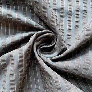 wholesale 70%polyester 30% cotton for garment stripe pleated clothing seersucker fabric