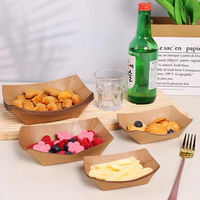Vente en gros de poulet frit commercial frites brochettes barbecue Boîte d'emballage jetable pour bateau en papier kraft