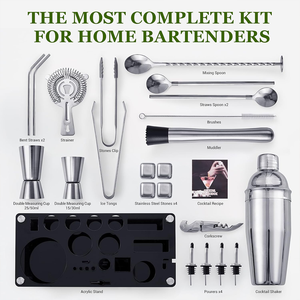 Set Shaker per Cocktail in Acciaio Inox con Supporto in Acrilico, Kit Professionale per Barman, Accessori per Miscelazione Drink - Product Image 2