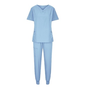 HANZIMAN Nurse Uniform Set V-Neck Top And Pants Breathable Split Set For Women Adult Pet Hospital Scrubs - Product Image 3