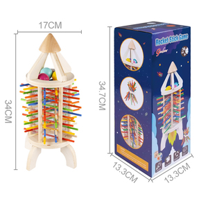 Juguete Educativo de Diseño Innovador, Torre de Juego de Palitos de Madera Acrílica en Forma de Cohete, Clasificación de Colores, Equilibrio, Bolas que Caen, para Niños - Product Image 5