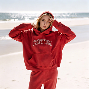 Sweat-shirt à capuche décontracté surdimensionné pour femme, à épaules tombantes, en polaire confortable, style <span class=keywords><strong>Trapstar</strong></span>, broderie personnalisée OEM - Product Image 1
