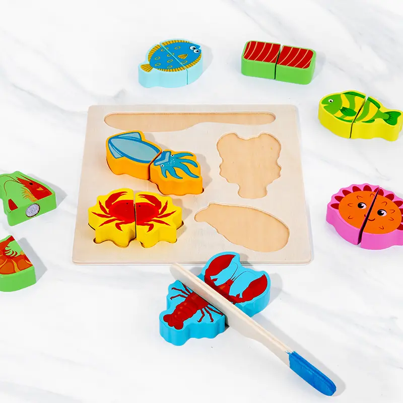 Mainan Anak-anak Bermain Pura-pura Kayu Buah Makanan Sayuran Memotong Mainan Dapur Magnetik untuk Anak-anak Permainan Yang Cocok