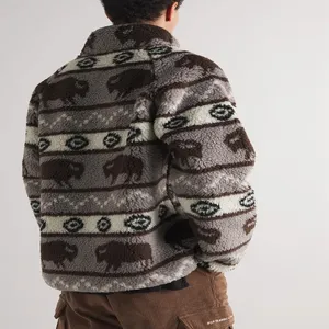 Nuovo arrivo giacca Stand caratteristiche moda stampa giacca invernale uomo capispalla pesante cerniera giacca Sherpa