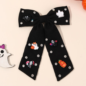 Halloween Rhinestone <b>Bow</b> Hair <b>Clips</b> Ghost Pumpkin Bat Barrettes Girls Cosplay Party Hair Accessories - Product Image 5