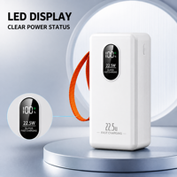 Batterie externe durable 50000 mAh avec logo personnalisé, charge rapide 22,5 W, lampe torche LED et sortie USB-C, sangle de transport pour les voyages en extérieur