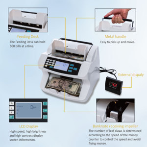 Máquina Contadora de Billetes de Dólar y Euro H-8300 para Negocios, Detectores de Monedas con Luz Ultravioleta, Alta Velocidad 1200 billetes/min, Máquina Contadora de Billetes - Product Image 5