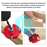 Kit de perçage de gabarit de goujon à centrage automatique pour le travail du bois Guide de perçage de trous verticaux Outil de localisation de poinçon avec bagues de forage de 3 à 10mm