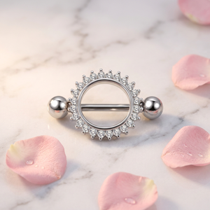 Anello per <span class=keywords><strong>Capezzolo</strong></span> in Acciaio Inossidabile con Zirconi Multipli, Barbell Dritto per Lingua, per Matrimonio e Fidanzamento - Product Image 6