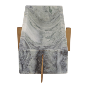Vassoio moderno in marmo con dettagli in metallo per gioielli o come vassoio decorativo per il bagno - Product Image 4