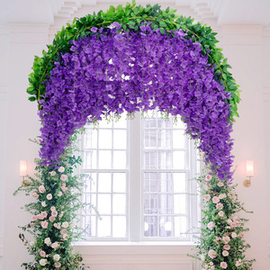 Guirlande artificielle de glycine en soie, décoration murale, plante verte pour mariage, décoration d'arche de plafond - Product Image 1