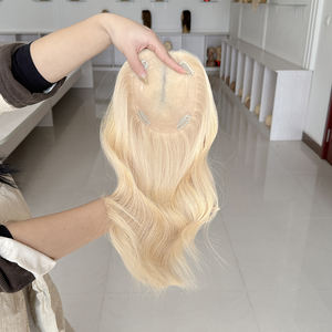 Topper de Cabello Humano Ondulado Rubio Duradero y Transpirable de Fábrica al por Mayor, 14-18 Pulgadas, 5*6 Mono Topper de Alta Calidad # 60 Colores - Product Image 6