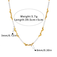 Collier ras du cou en acier inoxydable avec lune et perle, chaîne maillée, pour femme, étanche, accessoires de clavicule, bijoux de cou