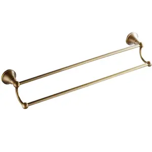 Pure Brass Bathroom Towel Holder Double Rail Towel Bar Wall Mounted Solid Brass Towel Rail For Bathroom Sanitary