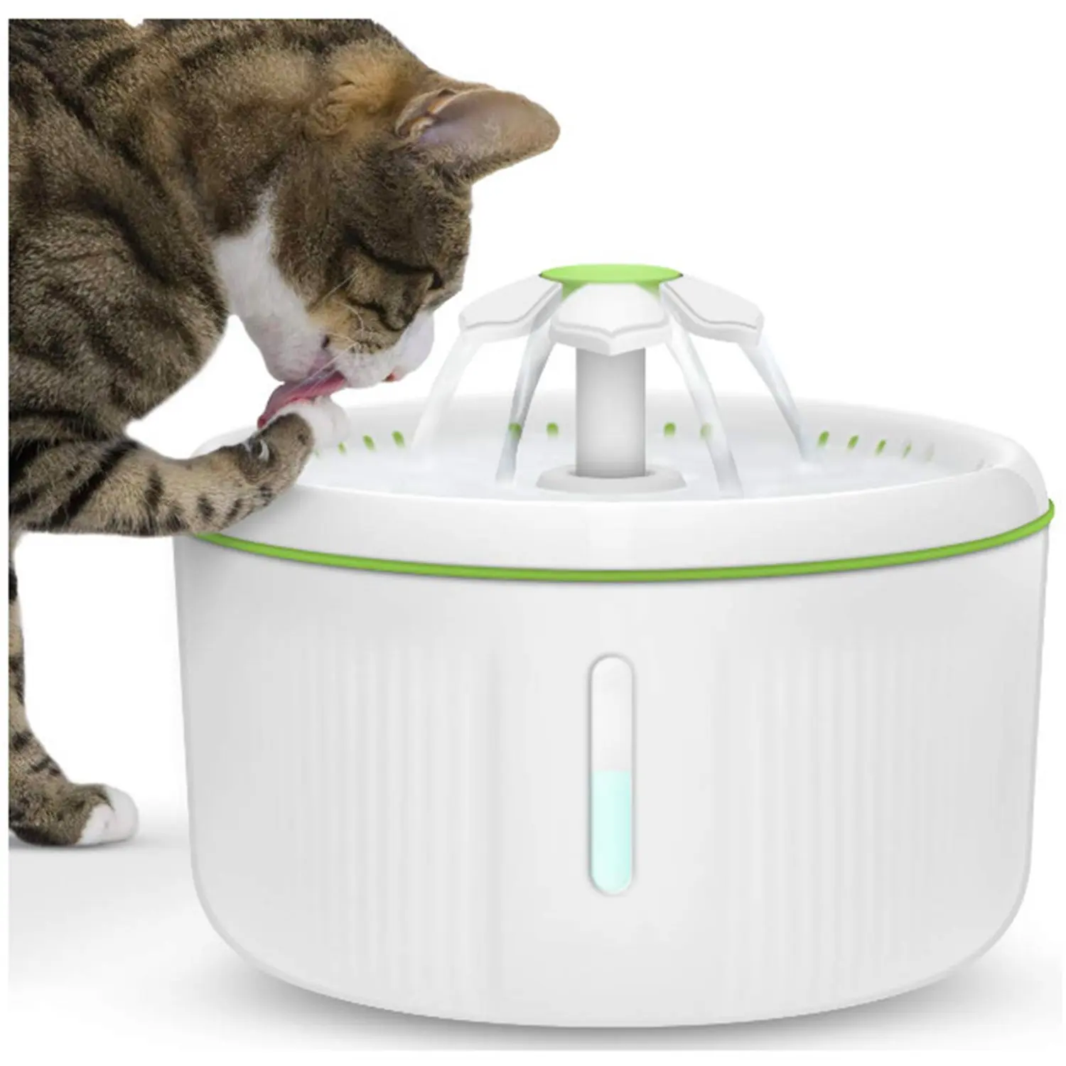 Amz dispenser air minum hewan peliharaan otomatis, dispenser air minum kucing tugas berat 2l dengan lampu malam led