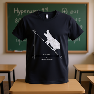 T-shirt Hypopotenuse Math Hippo unisexe, taille adulte M, noir, design géométrique amusant - Product Image 3