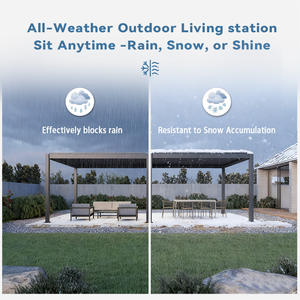 Pérgola Motorizada para Exteriores en Aluminio, Gazebo Bioclimático <span class=keywords><strong>con</strong></span> Techo <span class=keywords><strong>de</strong></span> Láminas, Puertas Corredizas <span class=keywords><strong>de</strong></span> Vidrio, Gazebo para Patio, Pérgola para Exterior - Product Image 5