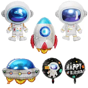 खेल पन्नी गुब्बारा कार्टून अंतरिक्ष अंतरिक्ष अंतरिक्ष यात्री रॉकेट खेल बैलून हैंडल उपहार खिलौना खुश जन्मदिन पार्टी ग्लोबोस की सजावट