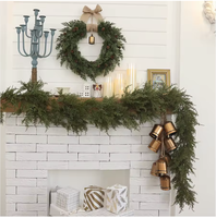 Dekorasi Rumah Natal Kustom, Ranting Pinus Buatan, Karangan Bunga Natal Indoor Outdoor, Plastik