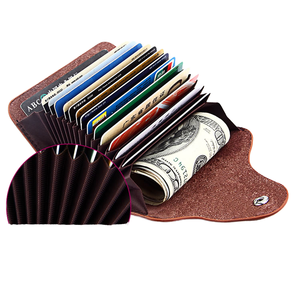 Wriza Fashion Genuine Leather Business Name Credit Card Holder <b>Wallet</b> <b>RFID</b> Blocking Large Capacity Cash Organizer For Men Women - Product Image 1