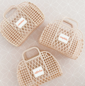 Borsa pieghevole in plastica da spiaggia cesto portaoggetti da bagno borse regalo per bambine borse personalizzate da spiaggia - Product Image 1