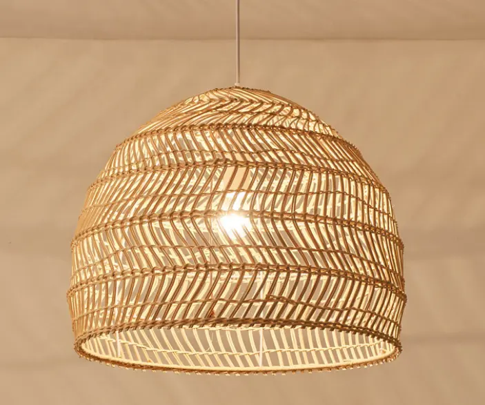 Nuovo più grande decorazione di bambù tessuto lampada a sospensione ombra coperta rattan luce del pendente della sfera raccordi per soggiorno