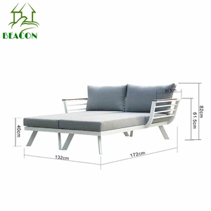Chaises longues de plage avec accoudoirs, lit de jour pour <span class=keywords><strong>2</strong></span> <span class=keywords><strong>personnes</strong></span>, en aluminium, pour l'extérieur, chaise longue modulaire à deux places - Product Image 6