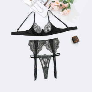 Ensemble de lingerie sexy <span class=keywords><strong>en</strong></span> 5 pièces pour femmes, bande élastique noire sexy, découpe sexy, ensemble de lingerie pornographique - Product Image 5
