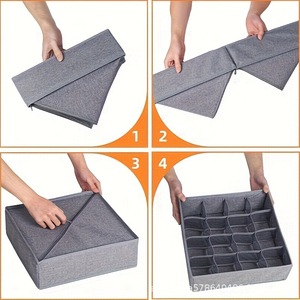 Clothing Organizer <b>Drawer</b> <b>Storage</b> <b>Box</b> 24 Grids Rectangular Fabric Divider For Socks Underwear Panties Household Organization - Product Image 3