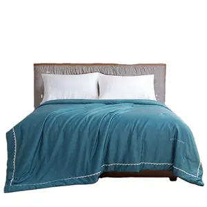 Green Queen 100% algodón Lino Feel Super suave encaje sólido decoración funda nórdica juego de cama duradero fácil cuidado funda de edredón Simple