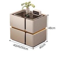Table de chevet intelligente, moderne, minimaliste, en bois, multifonctionnelle, avec charge sans fil, lumière LED, ports USB, compartiment de rangement, table de chevet