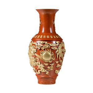 Vase Dragon Auspicieux en Cuivre, Artisanat Traditionnel en Laiton, Ornement de Table, Cadeau du Nouvel An Chinois - Product Image 1