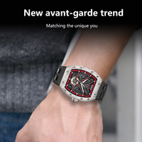 Neuerscheinung Herren Automatik 3ATM Mechanische Uhr Weißgold-Gehäuse Glas-Zifferblatt Skelett Luxus Maßgefertigtes Silikonarmband
