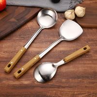 Ensemble d'ustensiles de cuisine en acier inoxydable au design moderne avec spatule en plastique pelle à frire cuillère à soupe pour la cuisine domestique