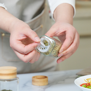 Thủy Tinh Gia Vị Chai Tre Nắp Bằng Gỗ Gia Vị Organizer Gia Vị Giá Với Lọ Chai Cho Gia Vị Bột - Product Image 3